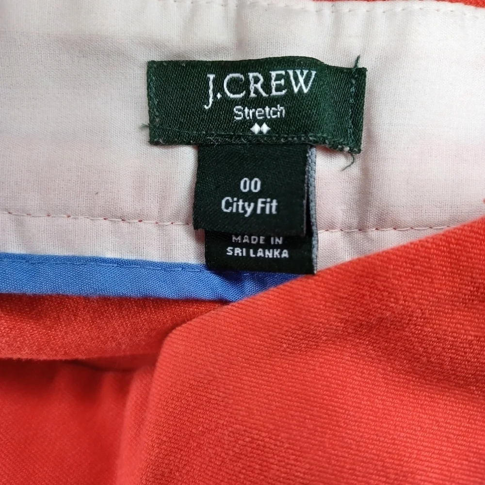 J. Crew Coral Red City Fit Stretch Ankle Cropped Classic Preppy Pants